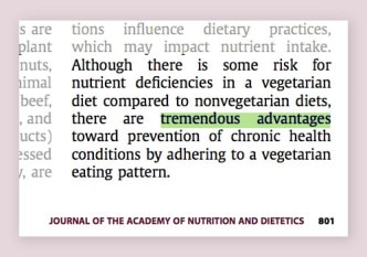 "Enormi vantaggi" delle diete veg nella posizione dell'AND 2015